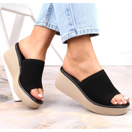 Chinelos de cunha pretos de mulher T.Sokolski MU100 1