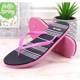 Chinelos rasos femininos rosa Big Star JJ274A352 1