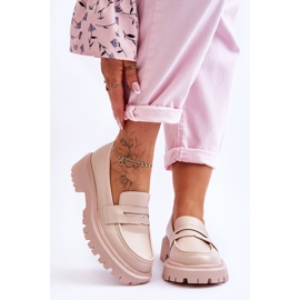 Mocassim plataforma de couro bege Riverside 1