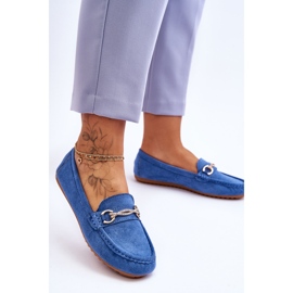 Mocassins Clássicos de Camurça com Enfeite Azul Amera 2