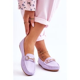 Mocassins clássicos de couro roxo Verona tolet 2