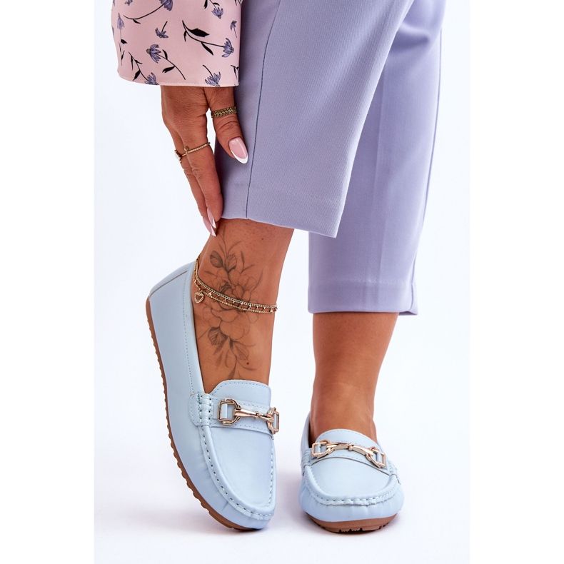 Mocassim clássico de couro azul claro Verona 1