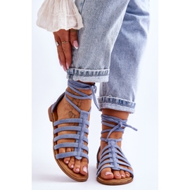 FC3 Sandália Romana de Camurça Feminina Azul Sempre 1