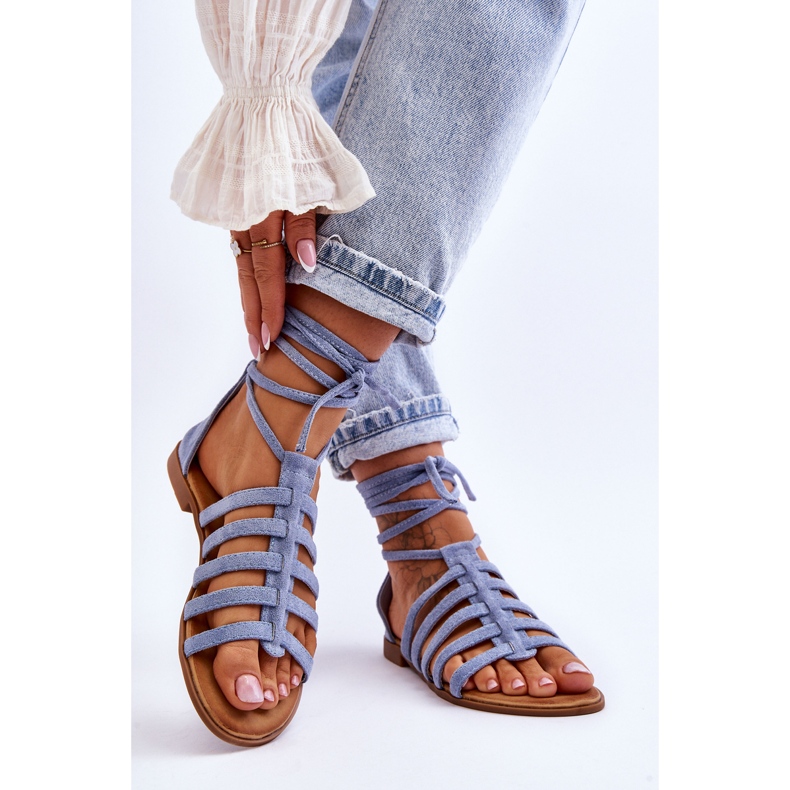 FC3 Sandália Romana de Camurça Feminina Azul Sempre 2