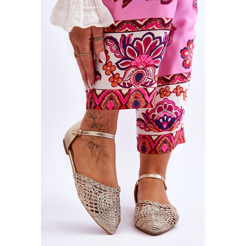 FM1 Sandálias femininas elegantes planas douradas Sheia dourado 1