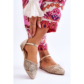 FM1 Sandálias femininas elegantes planas douradas Sheia dourado 2