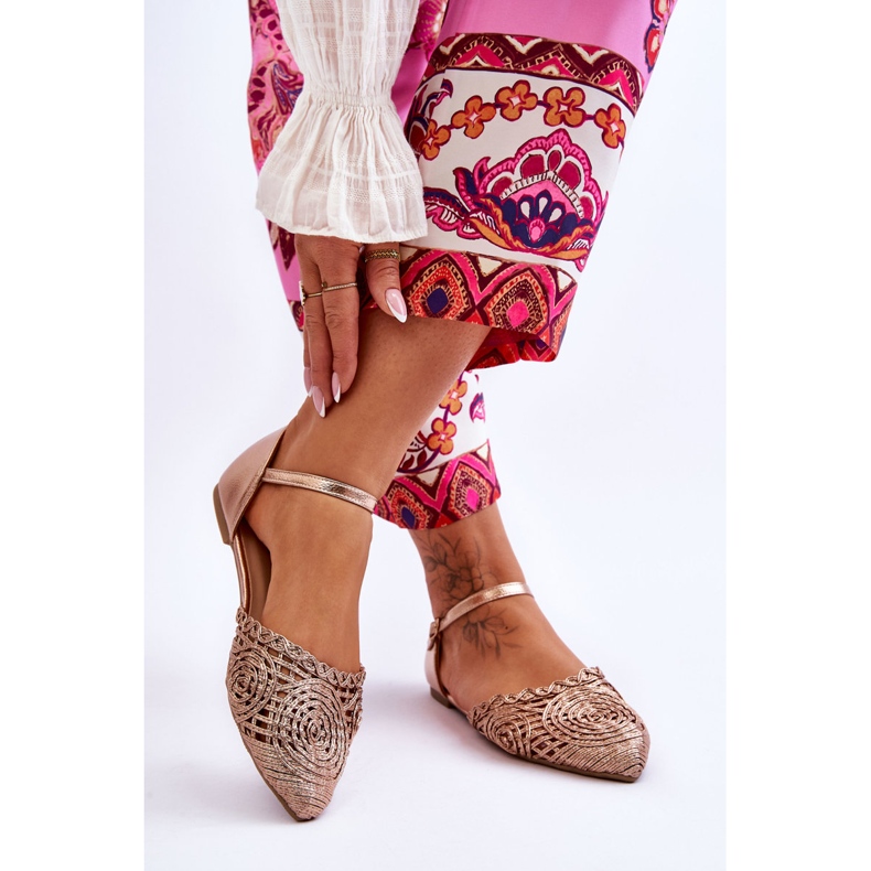 FM1 Sandálias femininas elegantes planas ouro rosa sheia dourado 2