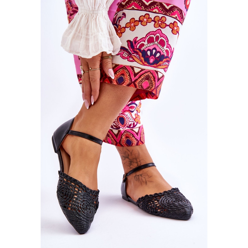 FM1 Sandálias femininas elegantes planas pretas Sheia preto 2