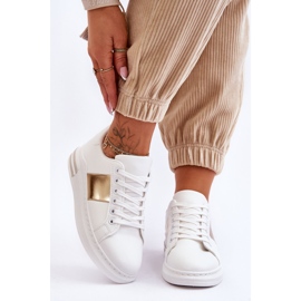 Tênis esportivo clássico branco e dourado Follow Me 1 Tênis esportivo clássico branco e dourado Follow Me 1