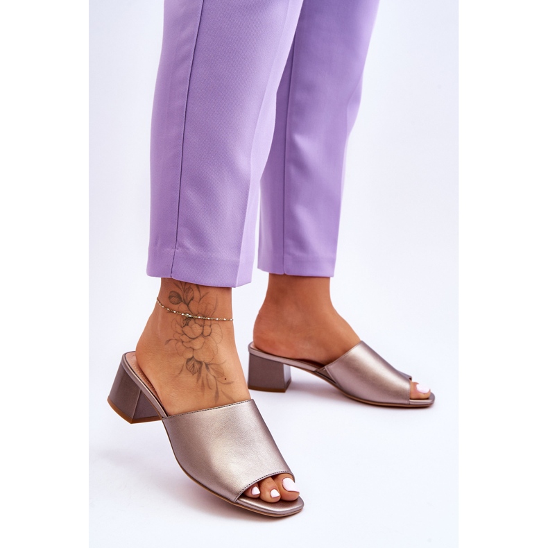 Chinelos lisos elegantes Sergio Leone KL317 prata escura castanho 2