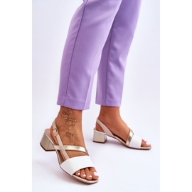 Sandália de Salto Alto de Couro Sergio Leone SK826 Branco e Dourado 2