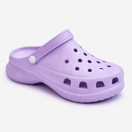 PG2 Crocs Foam Mules com solado grosso Katniss roxo tolet 1