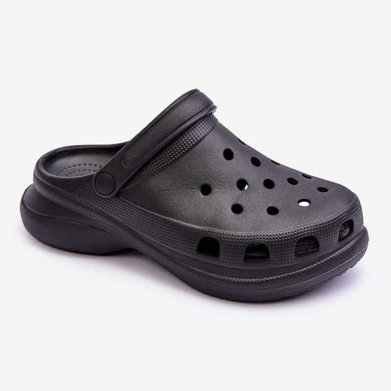 PG2 Foam Slides Crocs em uma sola grossa Black Katniss preto 1