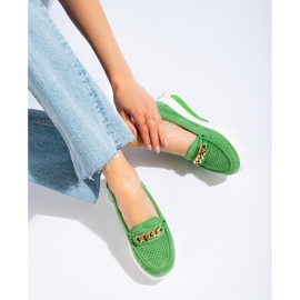 Mocassins Shelovet verdes de mulher na plataforma 2