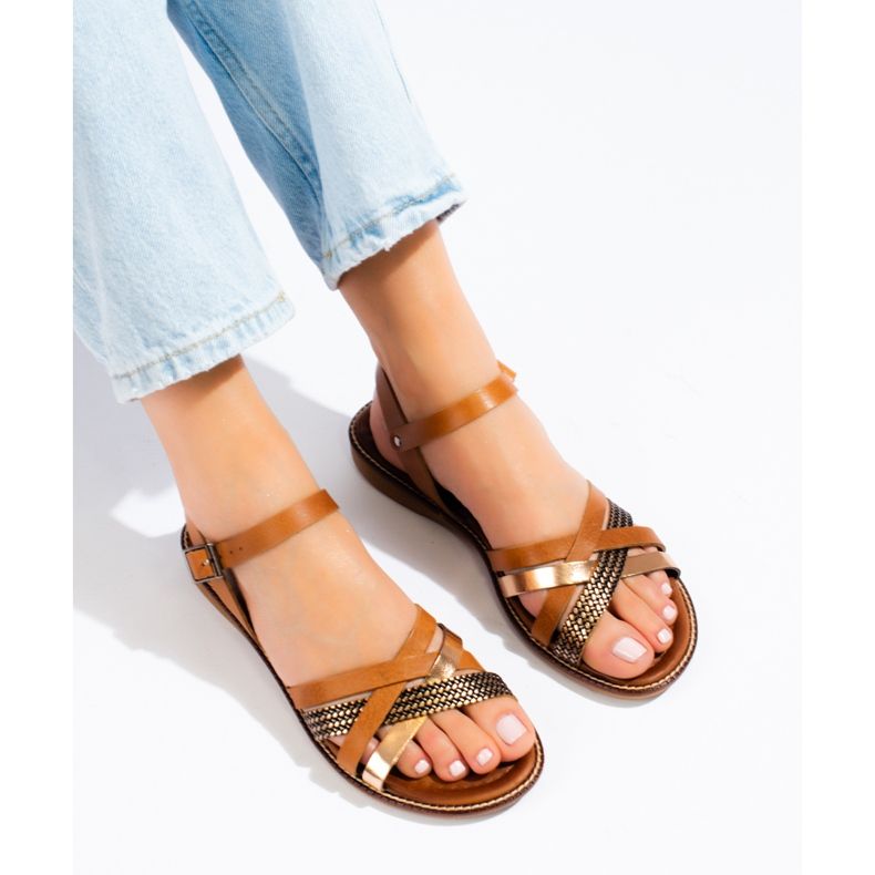 Sandálias de mulher em pele castanha W. Potocki castanho 2