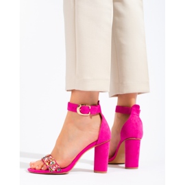 Sandálias de mulher fúcsia com pedras decorativas Vinceza rosa 1