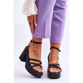 FS1 Sandálias elegantes pretas de salto alto Shemira com tiras preto 1