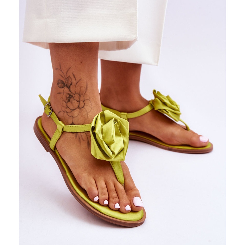 FS1 Chinelos femininos com tecido rosa carisma limão verde 2