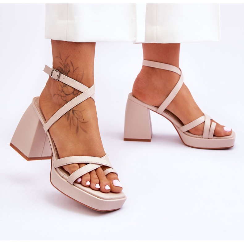 FS1 Salto da moda e sandália plataforma bege secreta rosa 2