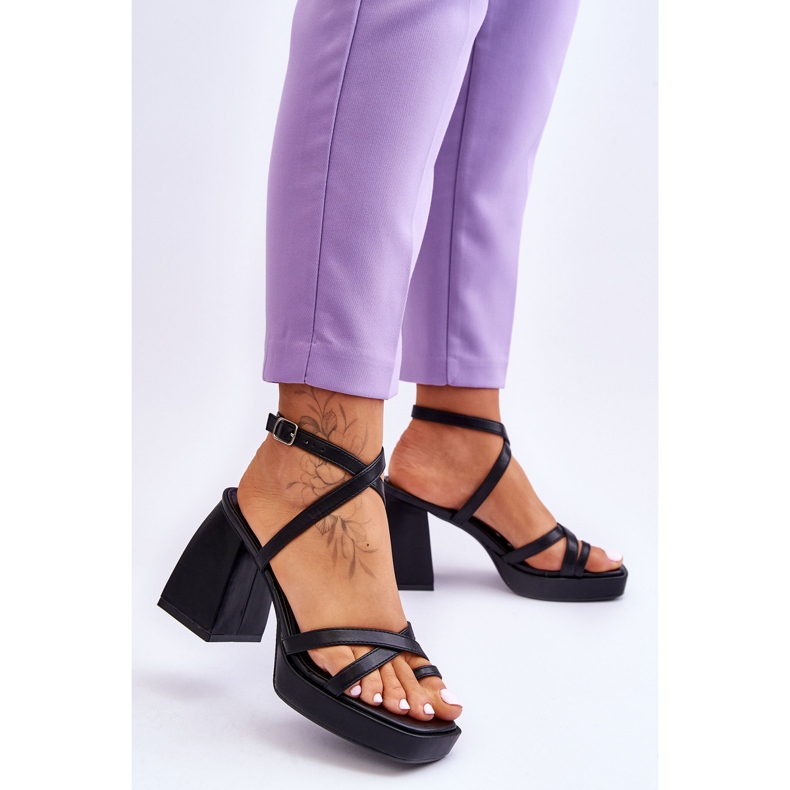 FS1 Saltos da moda e sandálias de plataforma preta preto 2