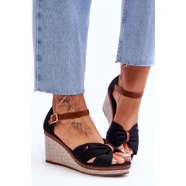 PS1 Sandálias femininas em cunha trançada preta Judith preto 1