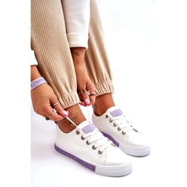 PS1 Tênis feminino baixo com jatos branco-roxo Demira 1