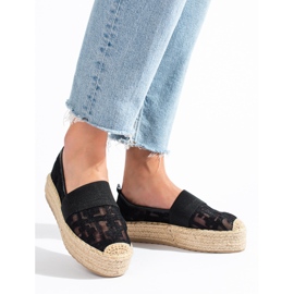 Alpargatas de renda na plataforma Shelovet preto 1