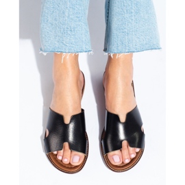 W. Potocki Chinelos de pele pretos de mulher Potocki 1