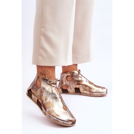 Botas Maciejka de couro claro 03426-42 ouro dourado 2