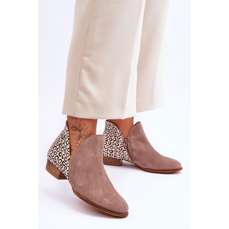 Botas de couro Maciejka com manchas 04091-55 bege escuro 1