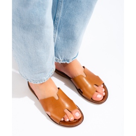 W. Potocki Chinelos de pele de mulher castanhos Potocki 1 W. Potocki Chinelos de pele de mulher castanhos Potocki 1