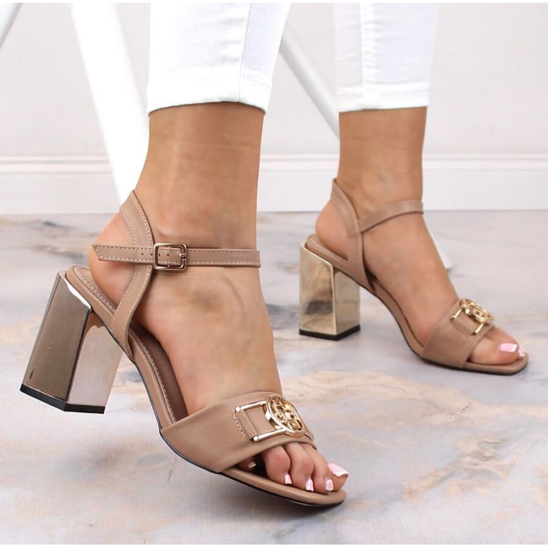 Sandália com salto espelhado Filippo W PAW446B bege 2