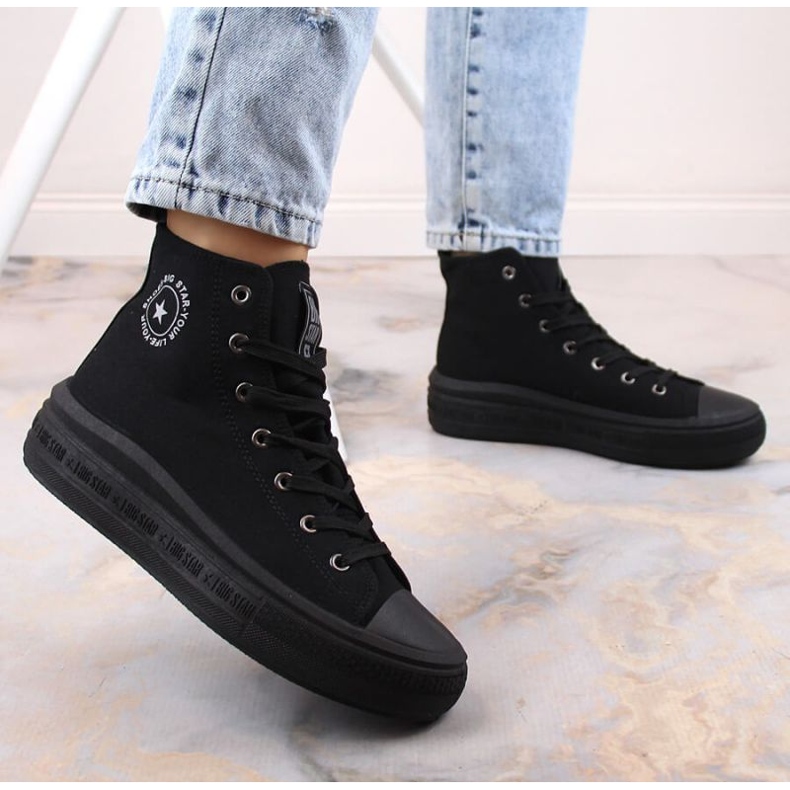 Tênis cano alto com plataforma Big Star W INT1875A preto 2 Tênis cano alto com plataforma Big Star W INT1875A preto 2