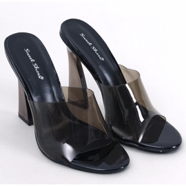 BM Chinelos Seymour Black com salto transparente preto 1