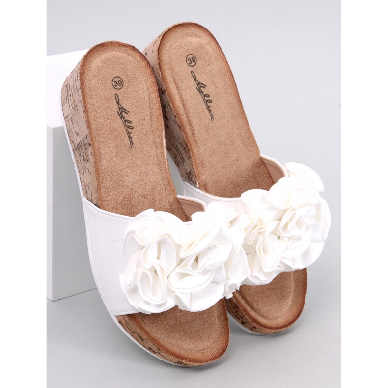 BM Sandália de cunha com flores da Peluso White branco 1