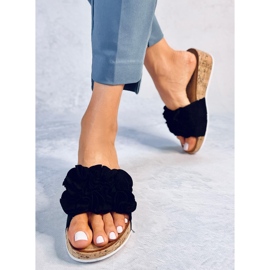 BM Sandália de cunha com flores da Peluso Black preto 2