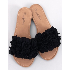 Chinelos florais Corey Black preto 1