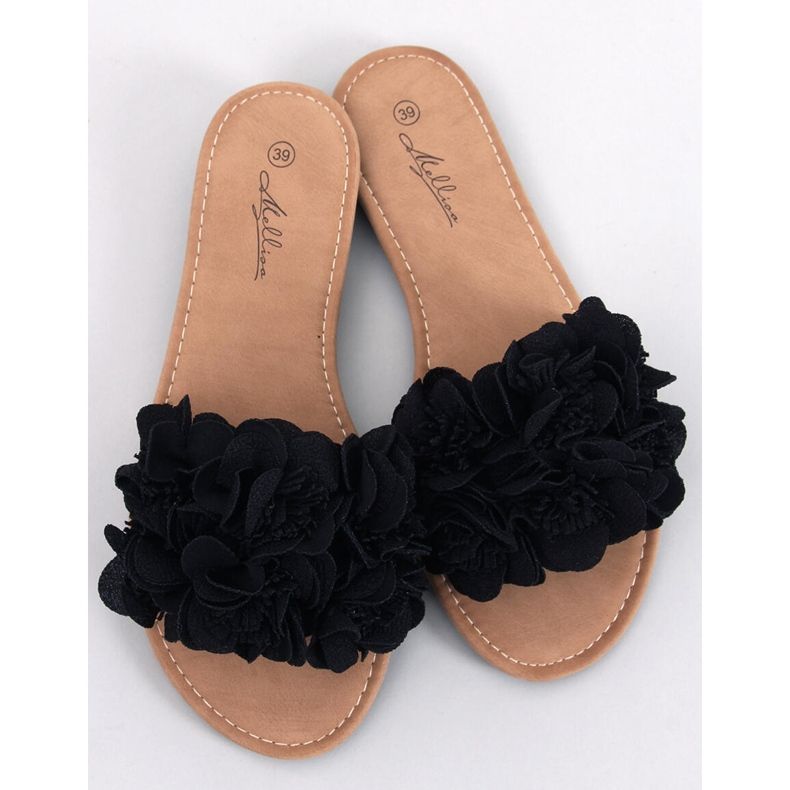 Chinelos florais Corey Black preto 1