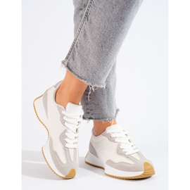 TRENDI Sapatos esportivos casuais na plataforma bege branco 2