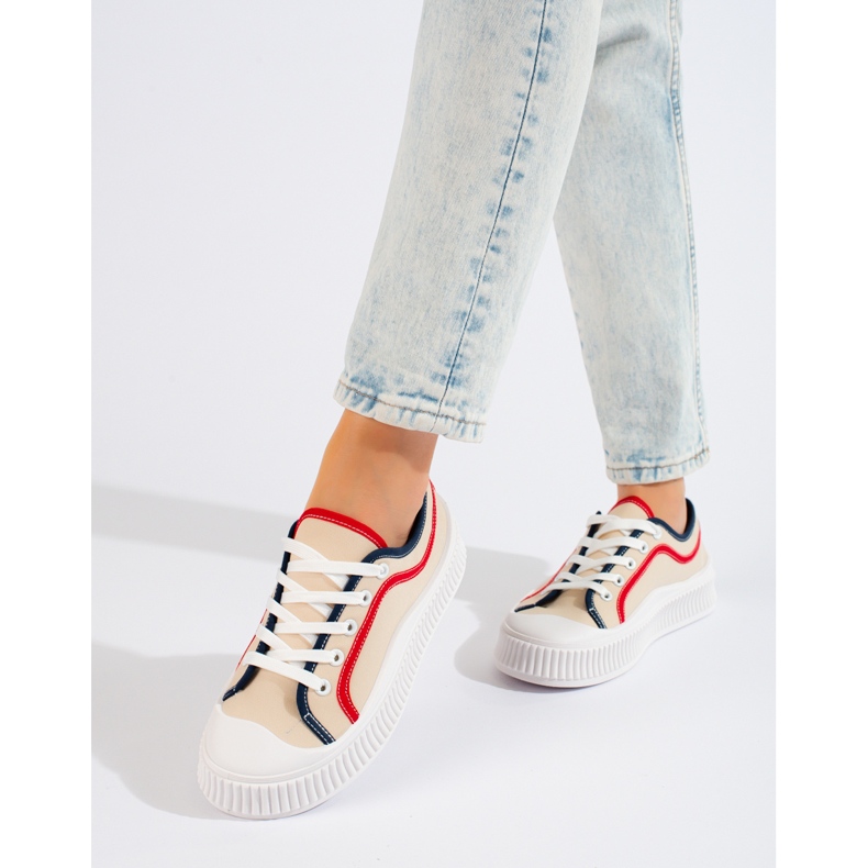 Ténis de mulher Shelovet plataforma baixa bege 1