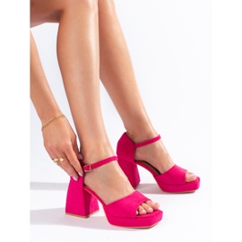 Sandália salto camurça rosa Vinceza 1