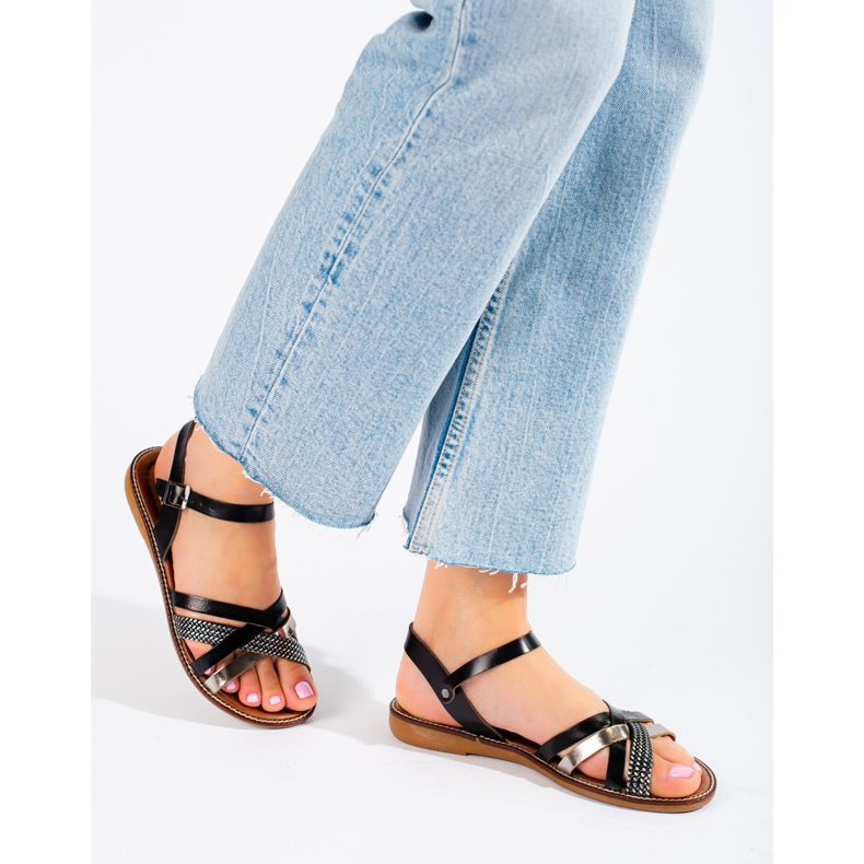 Sandálias de mulher em pele preta W. Potocki preto 1