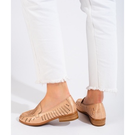 SHELOVET Sapatos femininos bordados dourados Potocki bege 2