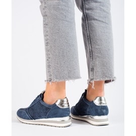 Ténis de cunha de cunha Shelovet azul marinho de mulher 1