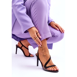 Slip feminino -Sandálias de grama alta e altas pretas brilhantes preto 6