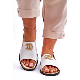 Sandálias Femininas com Decoração S.Barski KV-2775-49 Prata 4