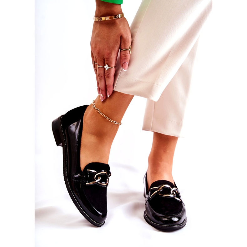 Mocassins Clássicos com Corrente Laura Messi 2531 Preto 1