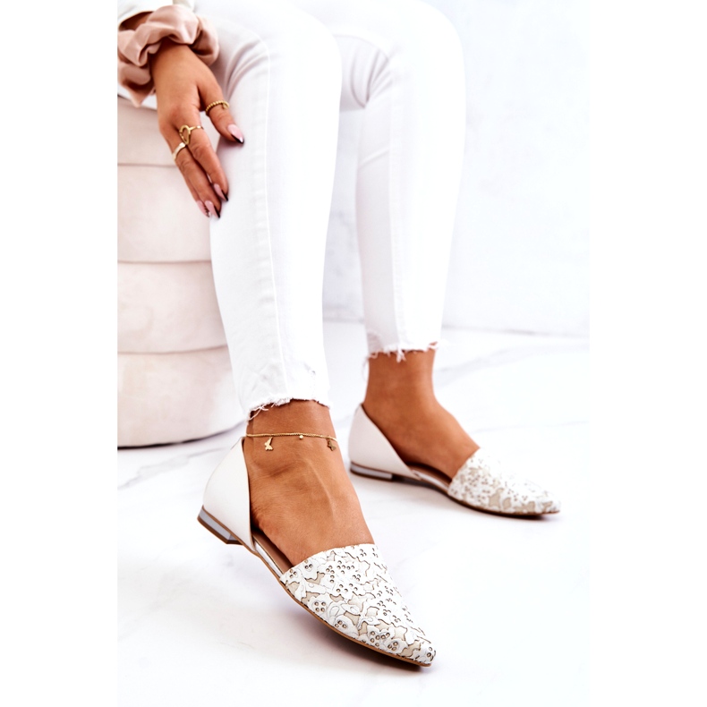 Bailarinas de couro elegantes Laura Messi 1110 bege 3