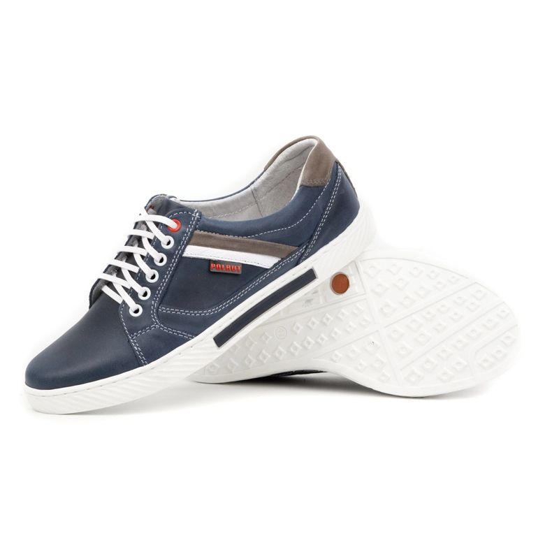 Polbut Sapatos masculinos de couro J47, azul marinho e cinza multicolorido 3