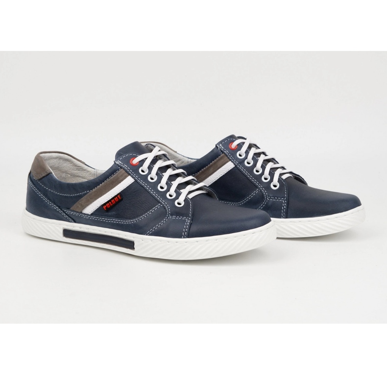 Polbut Sapatos masculinos de couro J47, azul marinho e cinza multicolorido 4